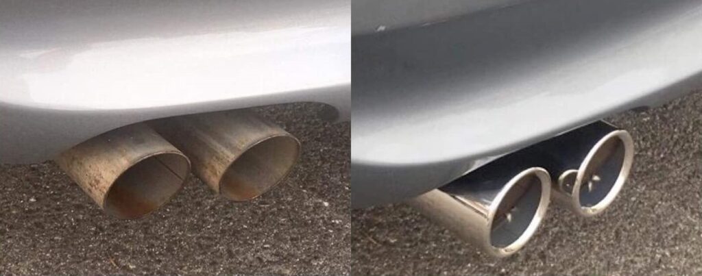 e90 328i exhaust tips before and after