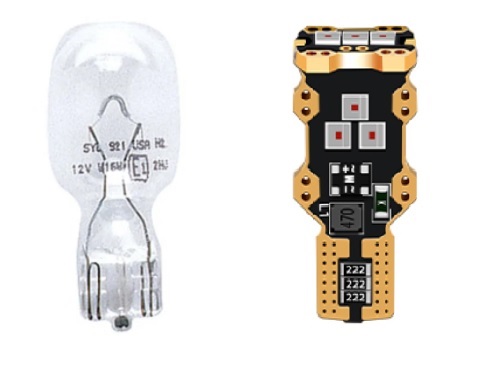 w16w 921 led bulb vs incandescent bulb