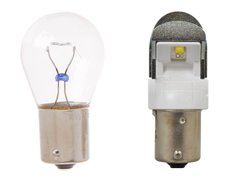 p21w incandescent bulb and 1156 led bulb