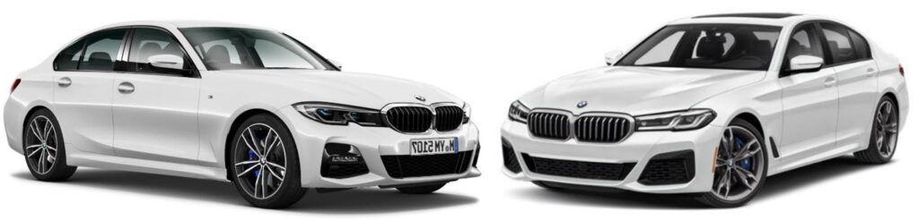 g20 m340i and g30 m550i side by side