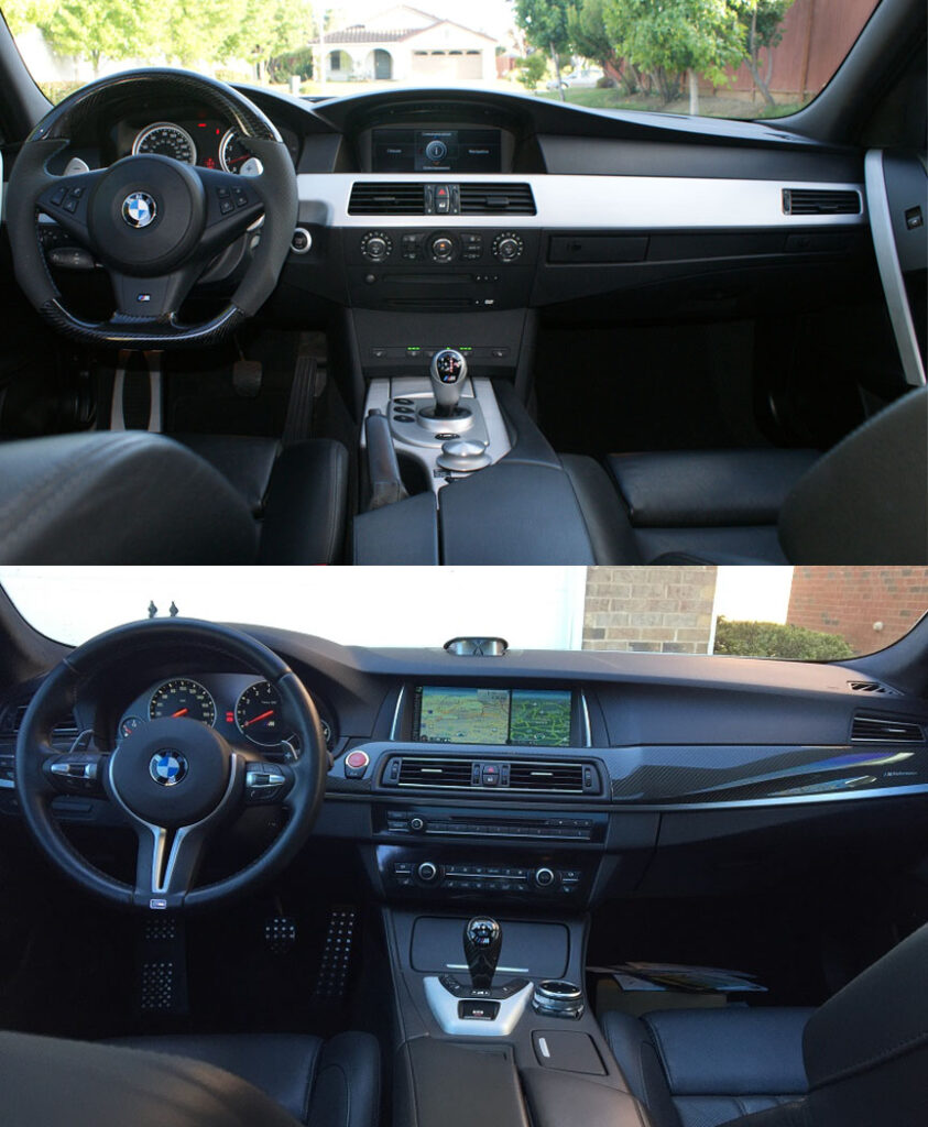 e60 m5 vs f10 m5 interior comparison